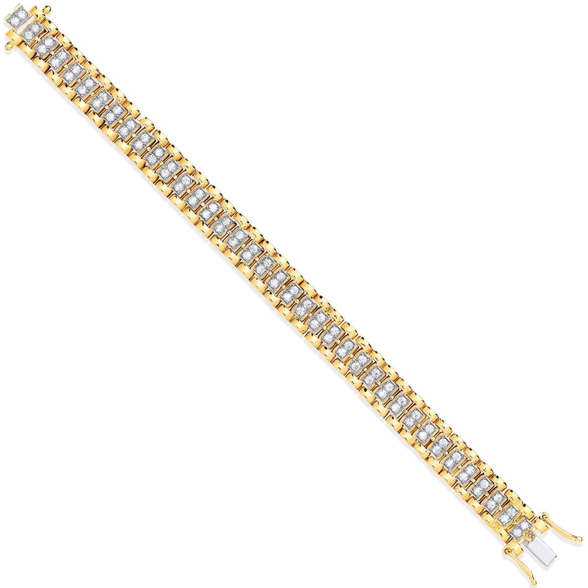 9ct Yellow Gold Fancy CZ Link Bracelet - Samuel Perry