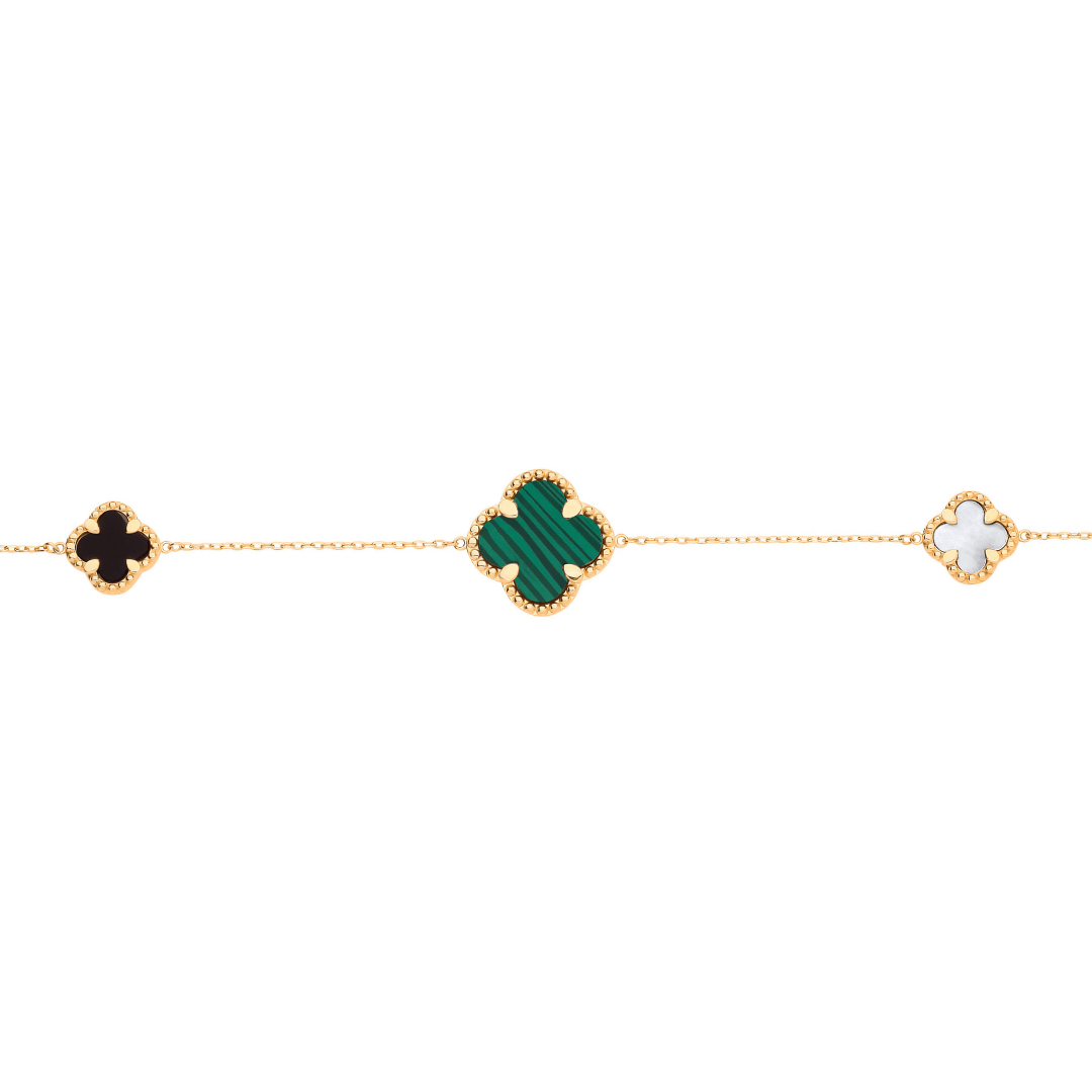 9ct Yellow Gold Four Leaf Clover Bracelet - Samuel Perry