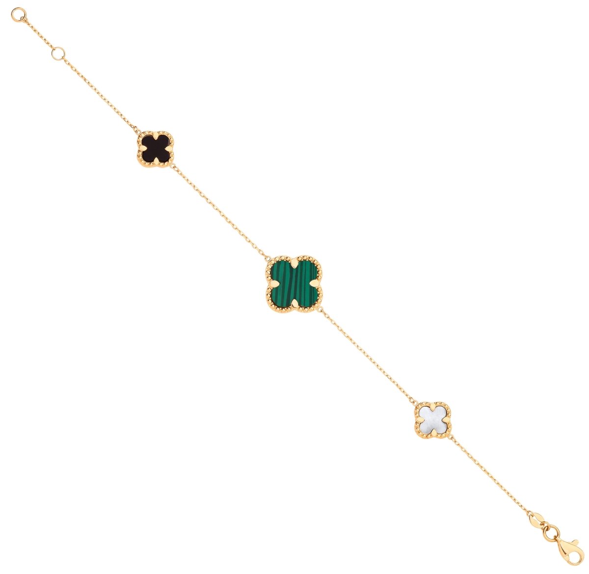 9ct Yellow Gold Four Leaf Clovers Ladies Bracelet - Samuel Perry