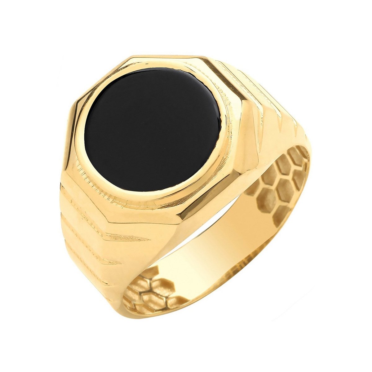 9ct Yellow Gold Gents Black Onyx Ring - Samuel Perry
