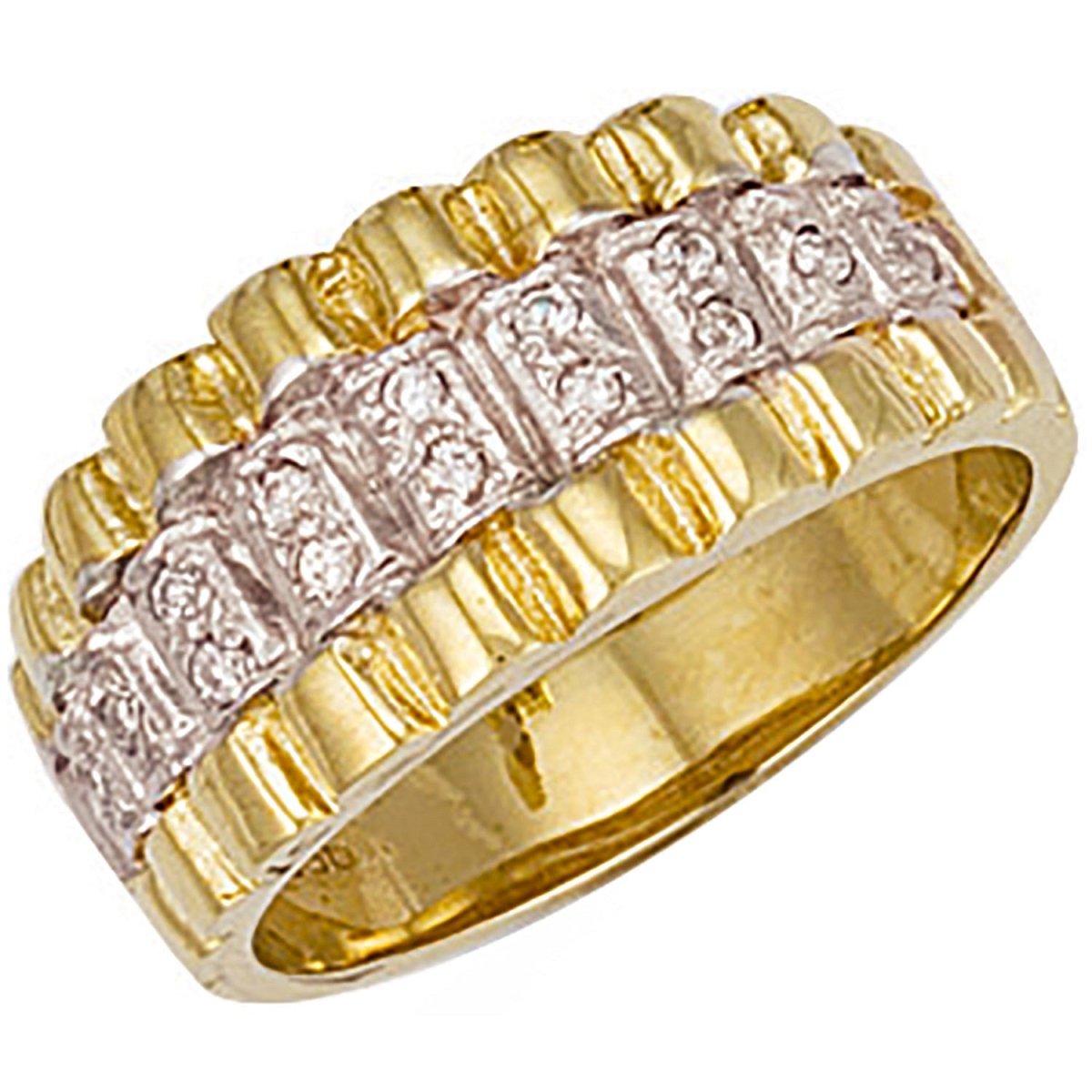 9ct Yellow Gold Gents CZ Ring – Refined Elegance with Bold Detail - Samuel Perry