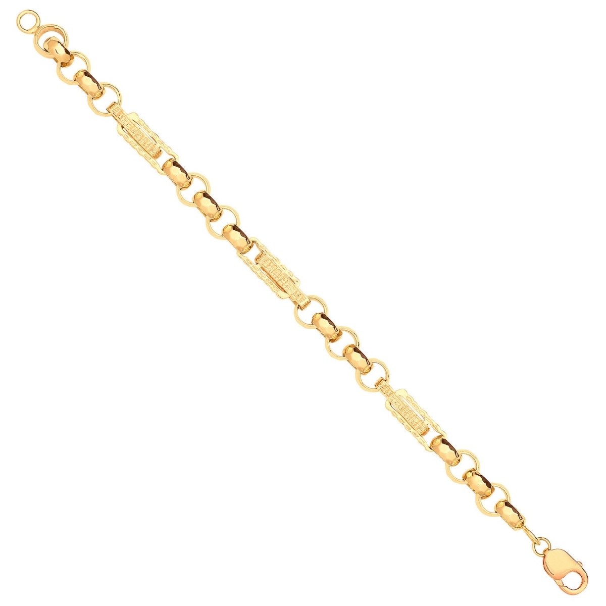 9ct Yellow Gold Gypsy Link Belcher Gents Bracelet - Samuel Perry