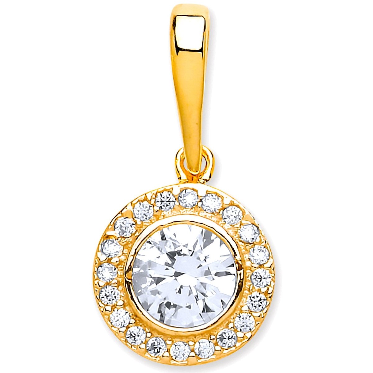 9ct Yellow Gold Halo CZ Pendant – Timeless Brilliance - Samuel Perry