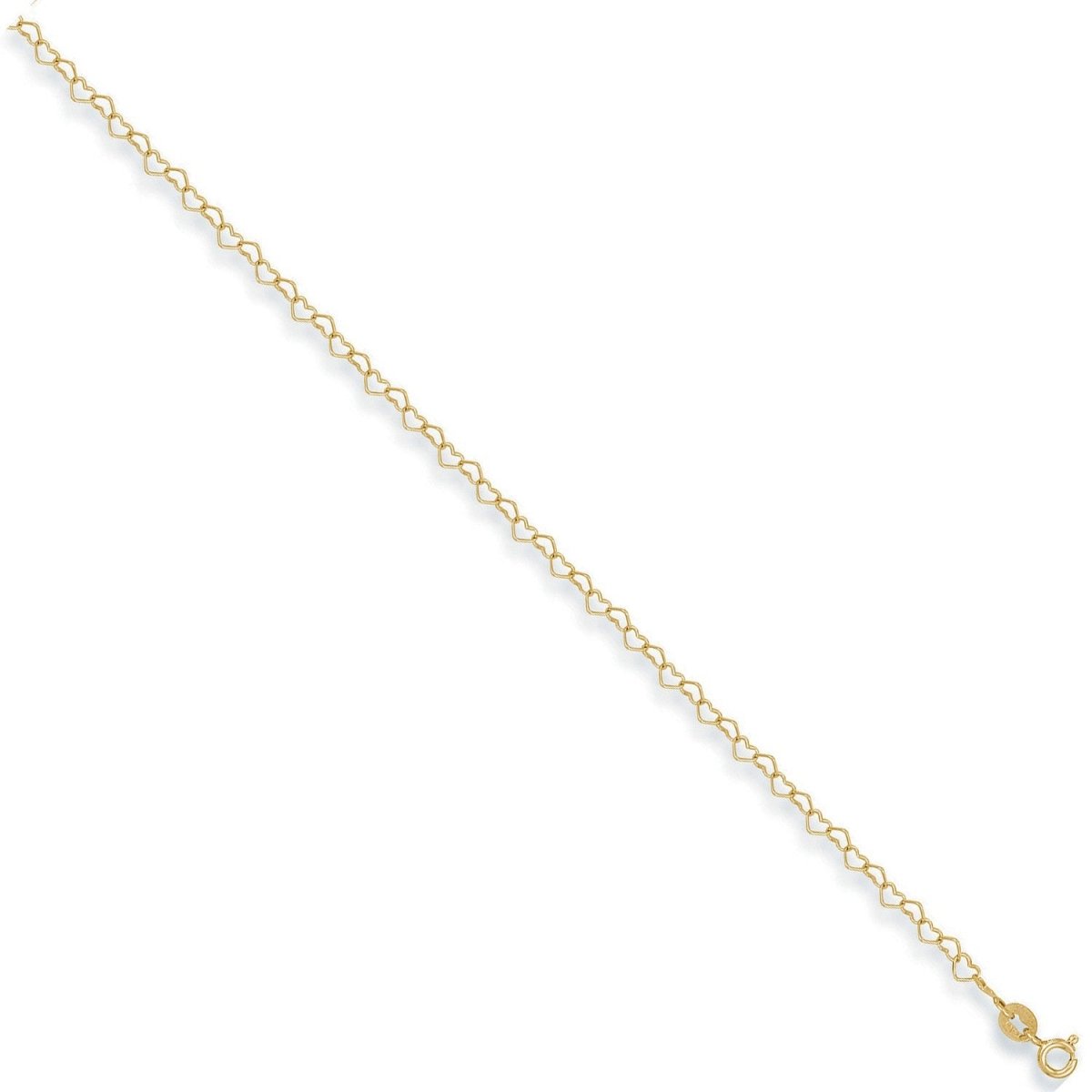 9ct Yellow Gold Heart Anklet – Elegant Charm - Samuel Perry