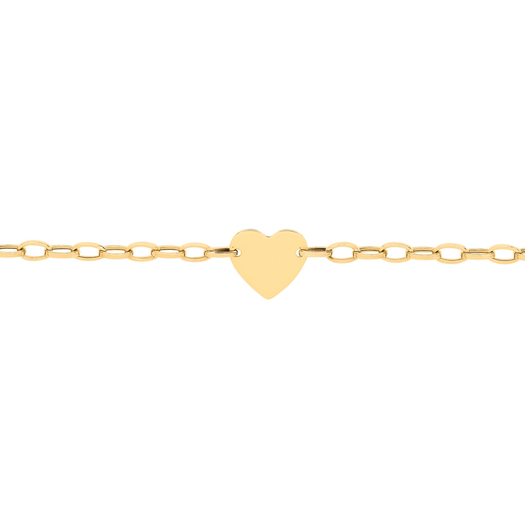 9ct Yellow Gold Heart Belcher Bracelet - Samuel Perry