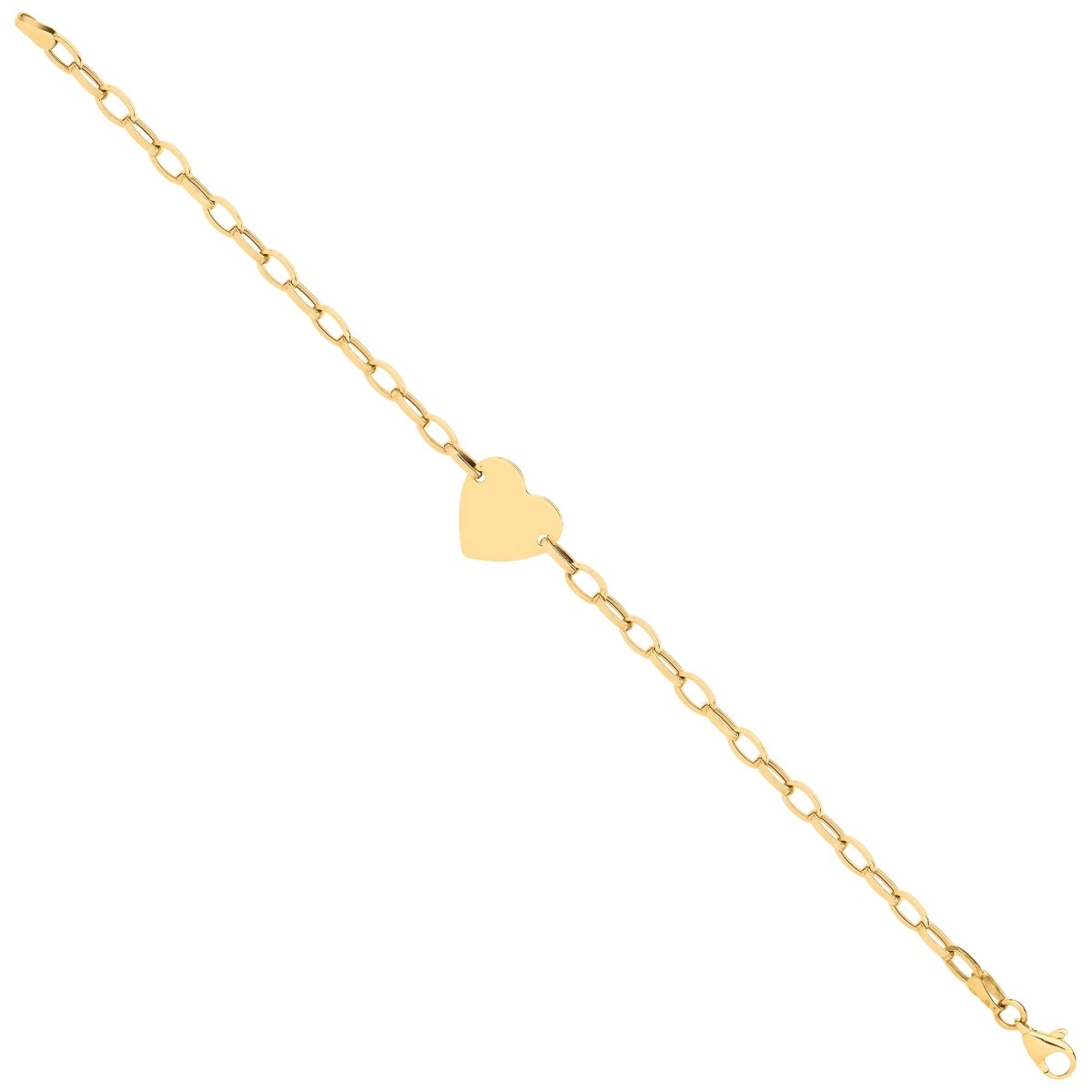 9ct Yellow Gold Heart Belcher Bracelet - Samuel Perry