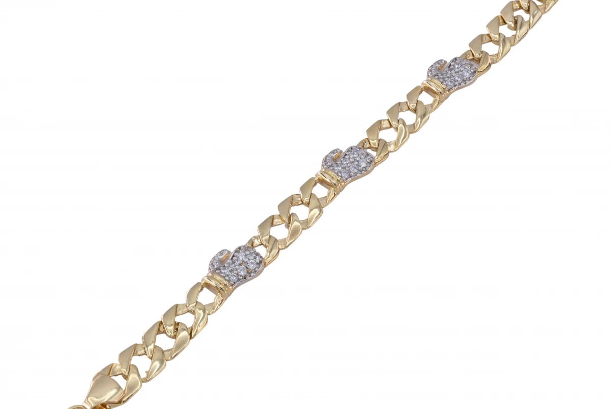 9ct Yellow Gold Heart CZ Baby Bracelet - Samuel Perry