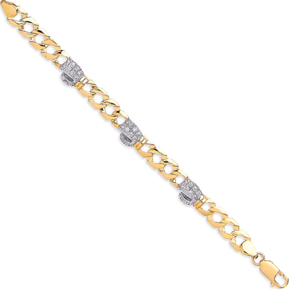 9ct Yellow Gold Heart CZ Baby Bracelet - Samuel Perry
