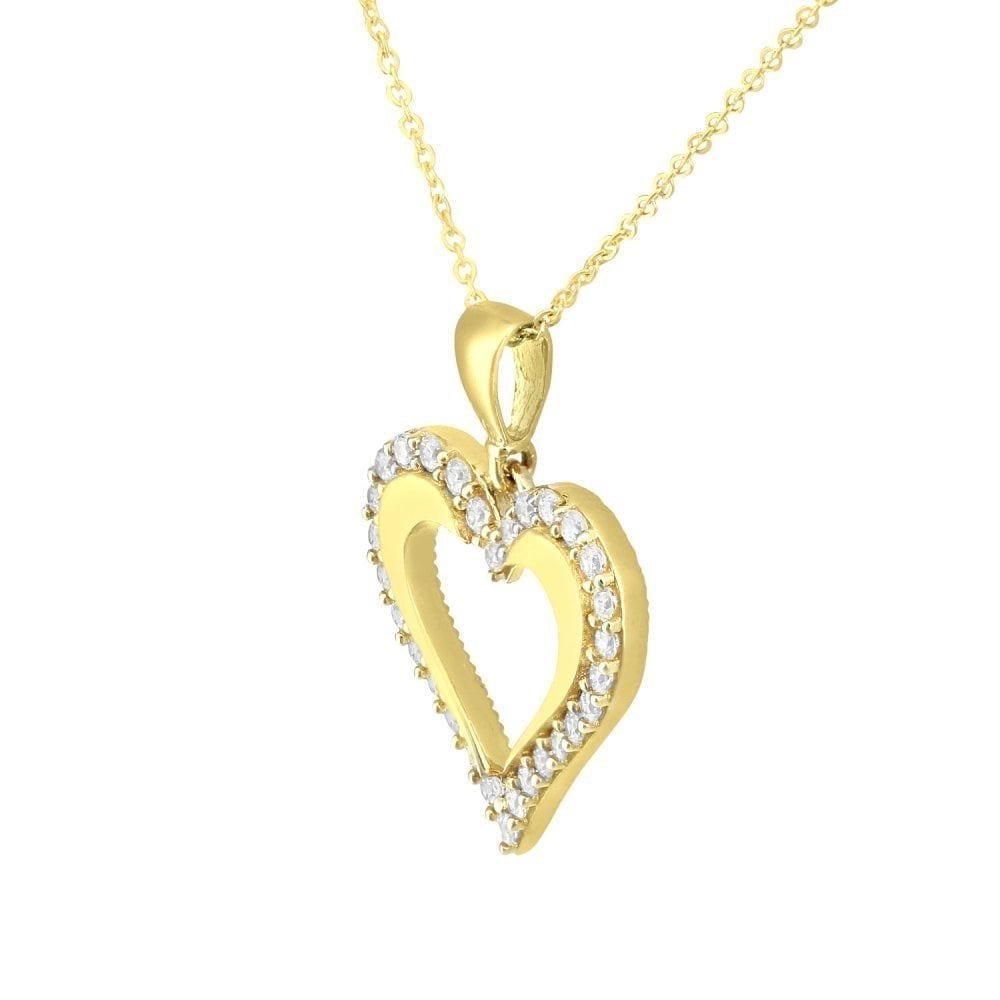 9ct Yellow Gold Heart Pendant Necklace - Samuel Perry