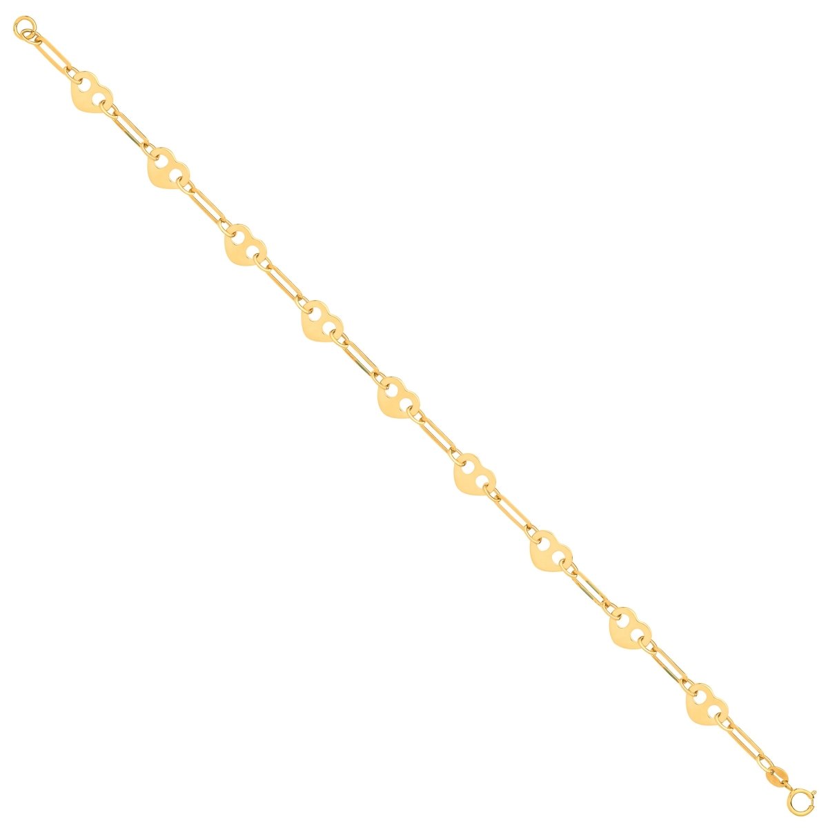 9ct Yellow Gold Hearts Ladies Bracelet - Samuel Perry