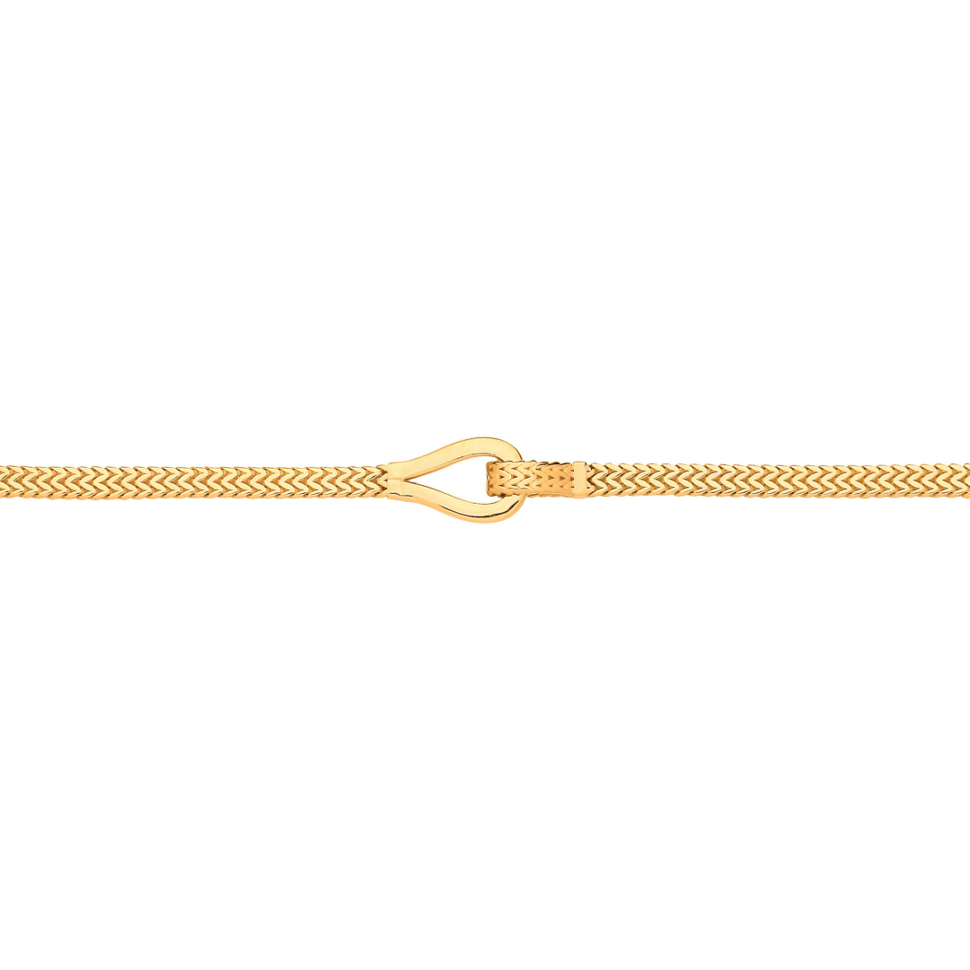 9ct Yellow Gold Herringbone Hook Bracelet - Samuel Perry