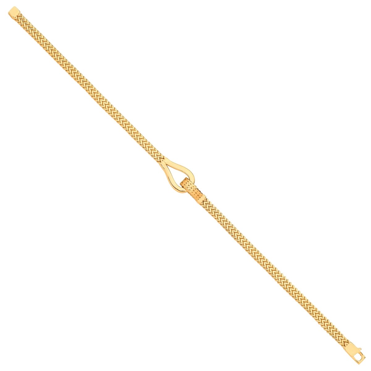 9ct Yellow Gold Herringbone Hook Bracelet - Samuel Perry
