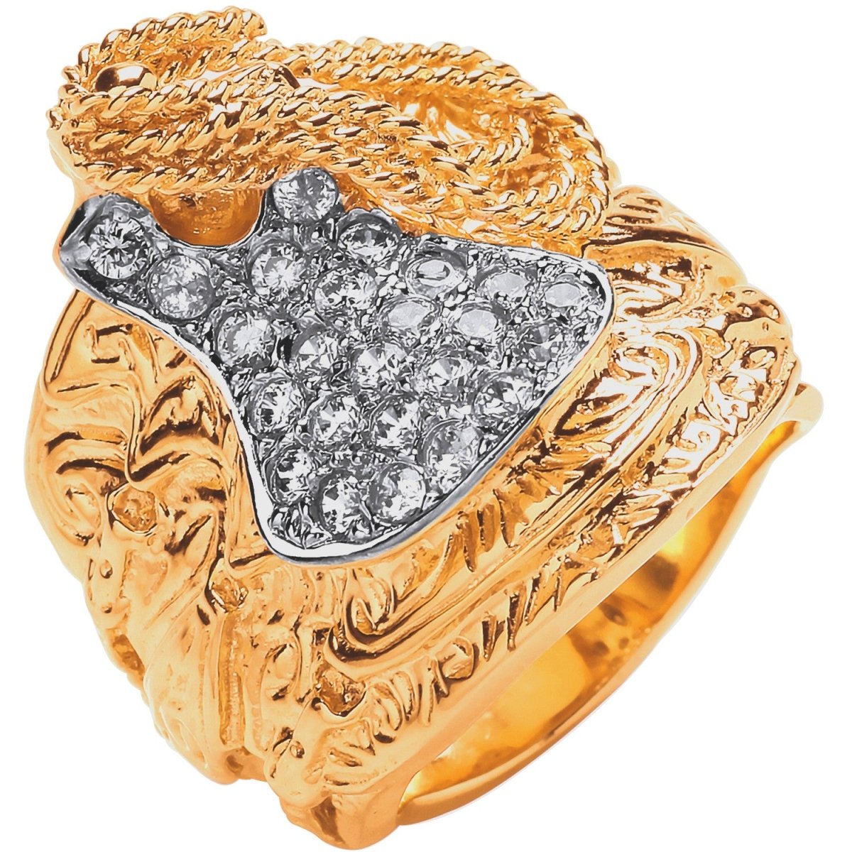 9ct Yellow Gold Horse Head & Saddle Gents Ring - Samuel Perry