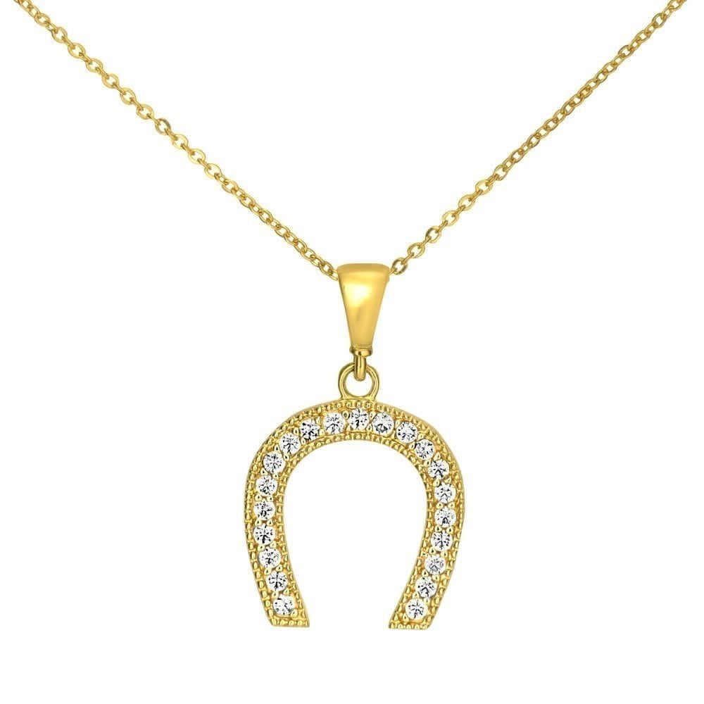 9ct Yellow Gold Horseshoe Pendant Necklace - Samuel Perry