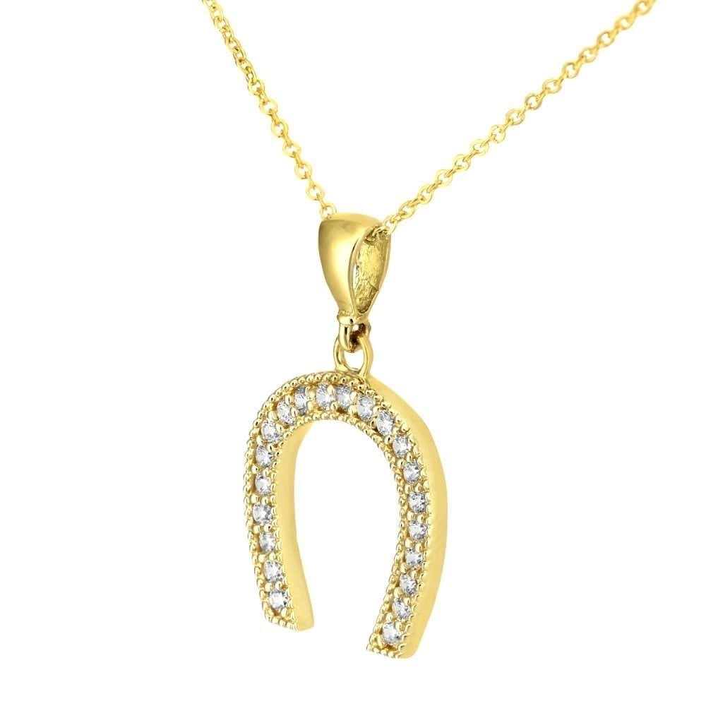 9ct Yellow Gold Horseshoe Pendant Necklace - Samuel Perry