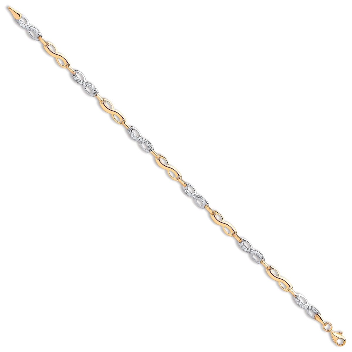 9ct Yellow Gold Infinity CZ Ladies Bracelet - Samuel Perry