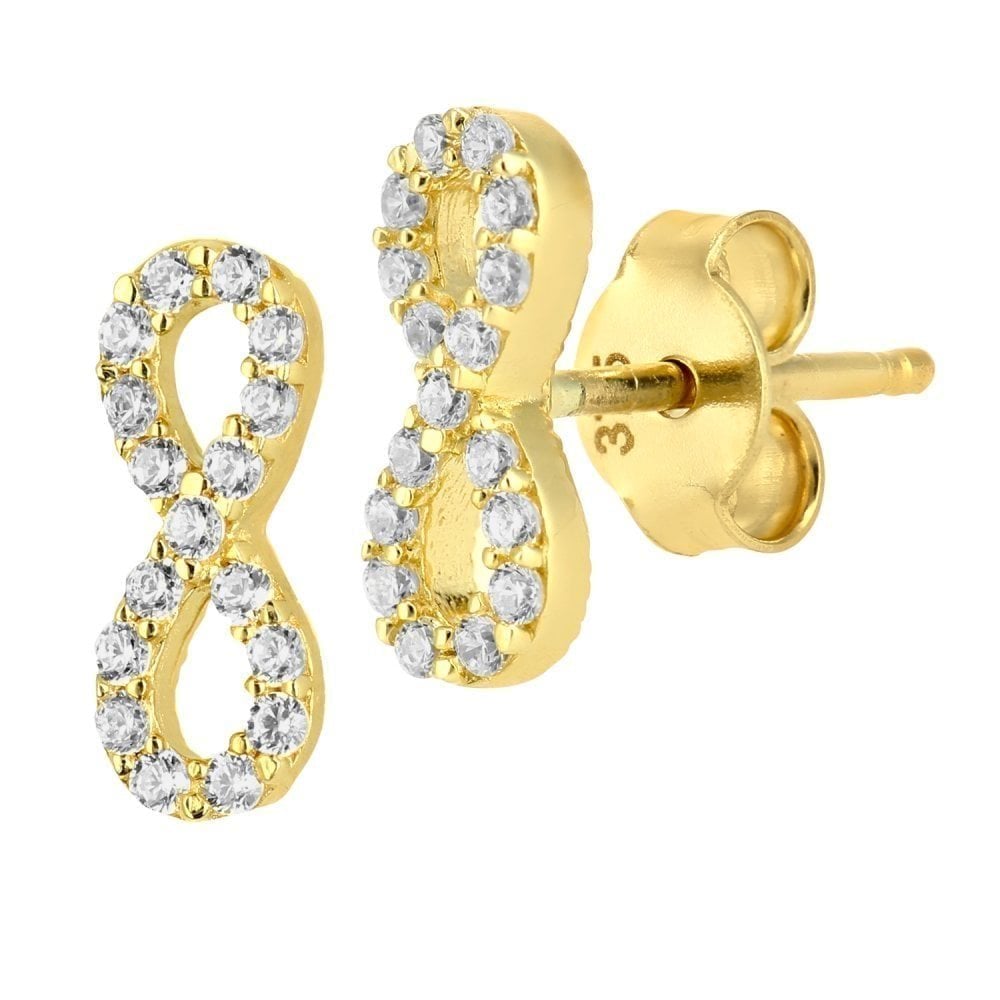 9ct Yellow Gold Infinity Stud Earrings - Samuel Perry