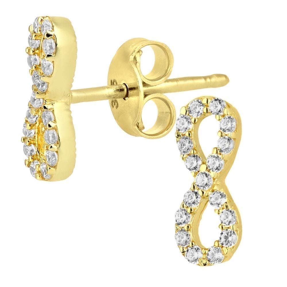 9ct Yellow Gold Infinity Stud Earrings - Samuel Perry