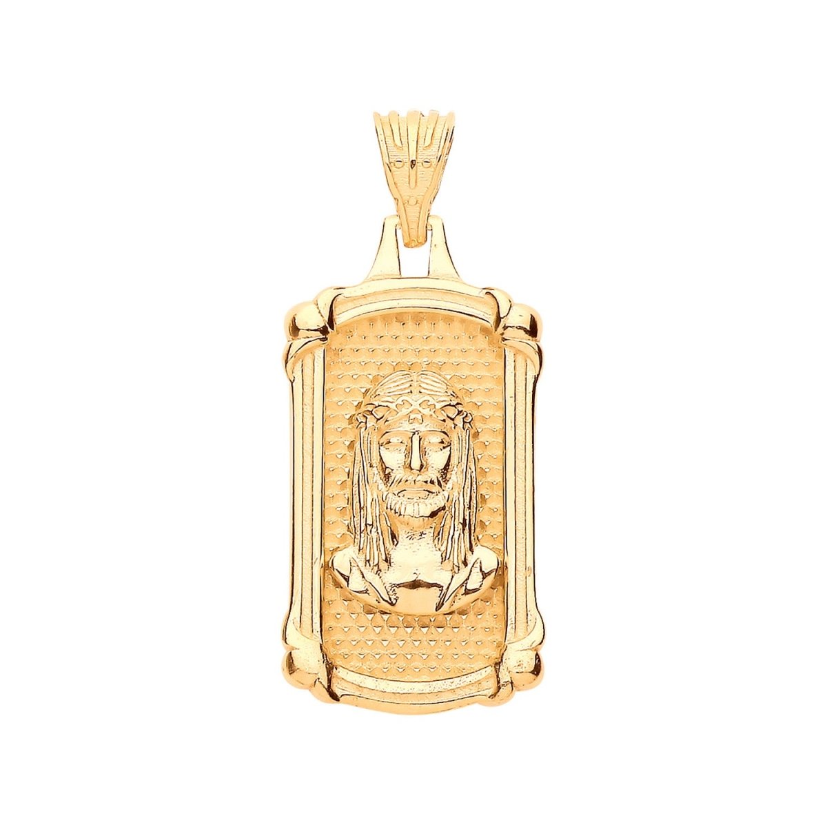 9ct Yellow Gold Jesus Dog Tag Pendant - Samuel Perry