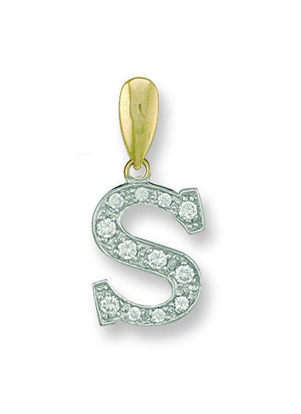 9ct Yellow Gold Large CZ Initial Pendant – Personalised Elegance - Samuel Perry