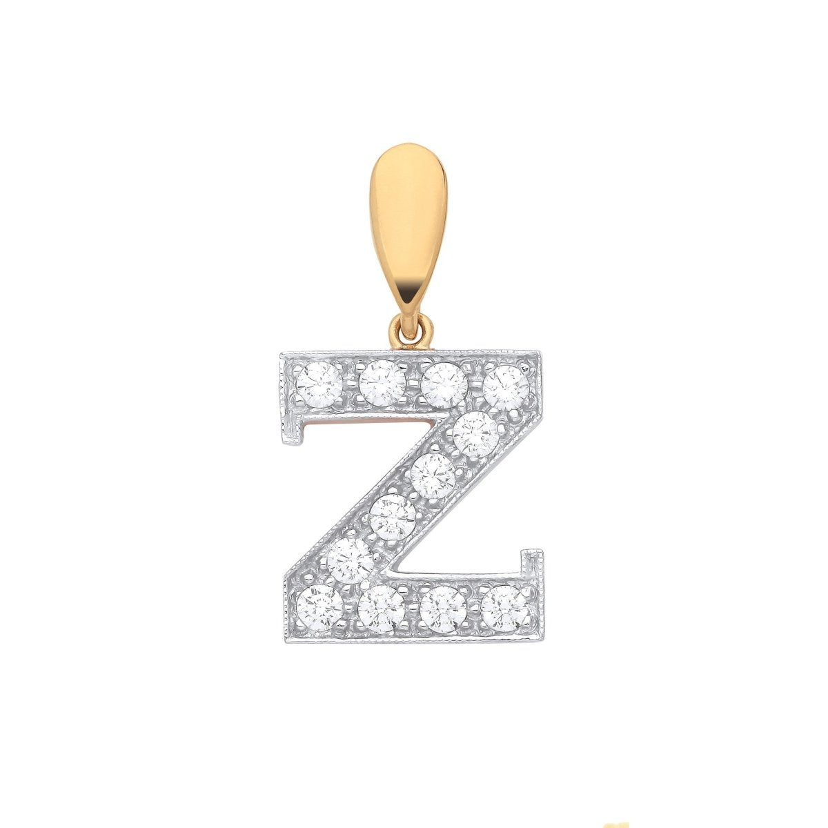 9ct Yellow Gold Large CZ Initial Pendant – Personalised Elegance - Samuel Perry