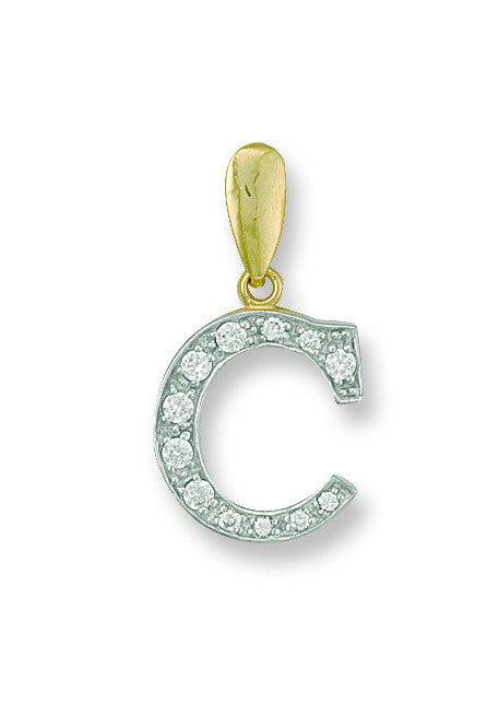 9ct Yellow Gold Large CZ Initial Pendant – Personalised Elegance - Samuel Perry