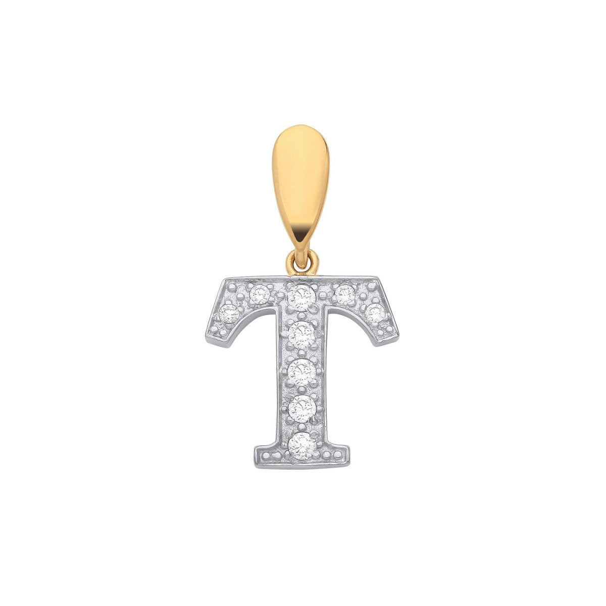 9ct Yellow Gold Large CZ Initial Pendant – Personalised Elegance - Samuel Perry