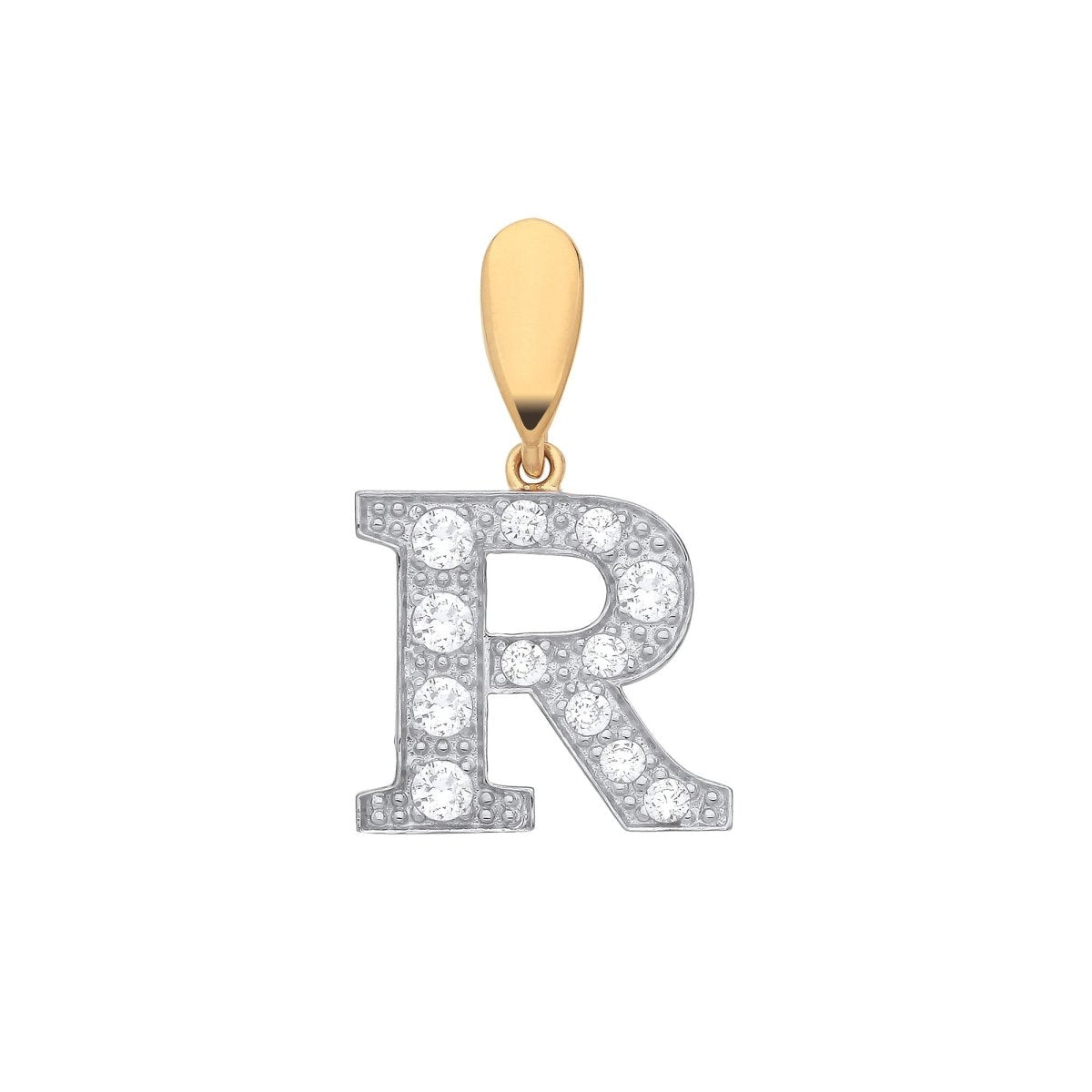 9ct Yellow Gold Large CZ Initial Pendant – Personalised Elegance - Samuel Perry