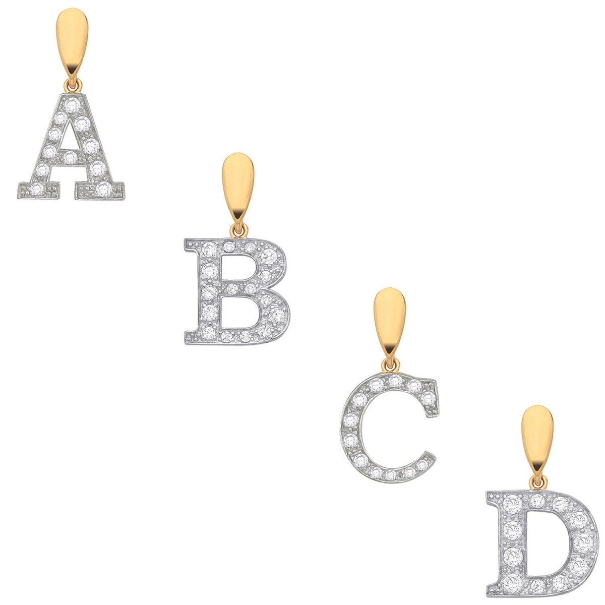 9ct Yellow Gold Large CZ Initial Pendant – Personalised Elegance - Samuel Perry
