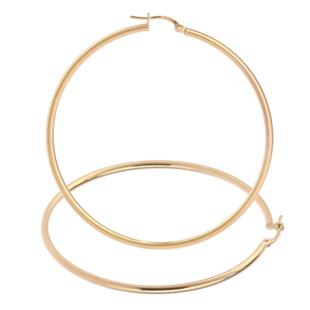 9ct Yellow Gold Large Hoop Earrings - Samuel Perry