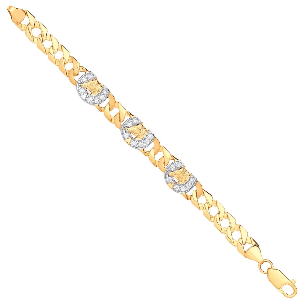 9ct Yellow Gold Lucky Horseshoe CZ Baby Bracelet - Samuel Perry