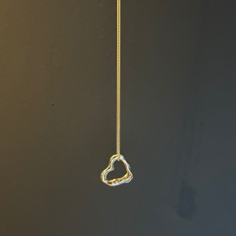 9ct Yellow Gold Molten Heart Necklace - Small - Samuel Perry