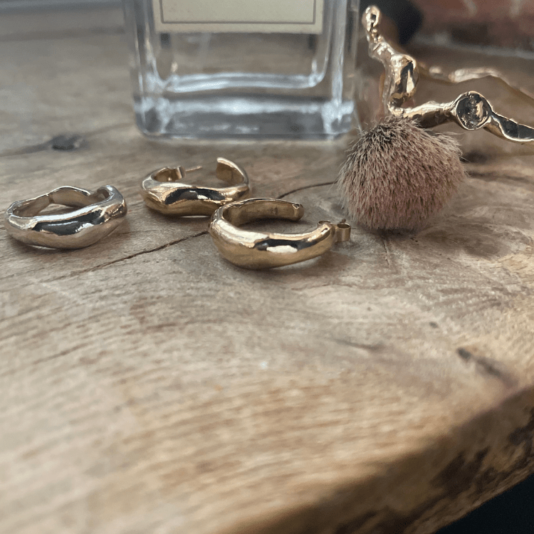 9ct Yellow Gold Molten Huggies - Samuel Perry