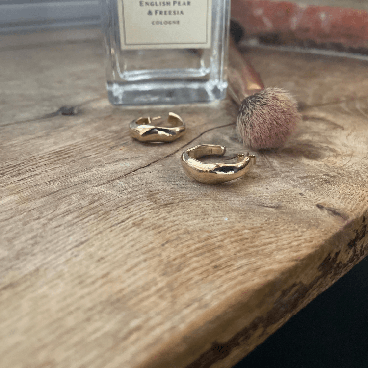 9ct Yellow Gold Molten Huggies - Samuel Perry