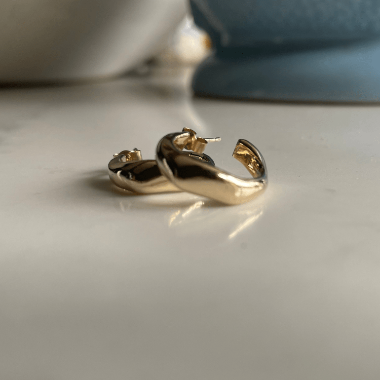 9ct Yellow Gold Molten Huggies - Samuel Perry