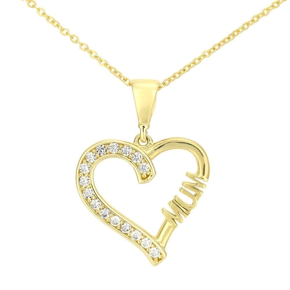 9ct Yellow Gold Mum Heart Pendant Necklace - Samuel Perry