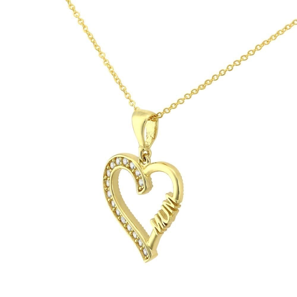 9ct Yellow Gold Mum Heart Pendant Necklace - Samuel Perry