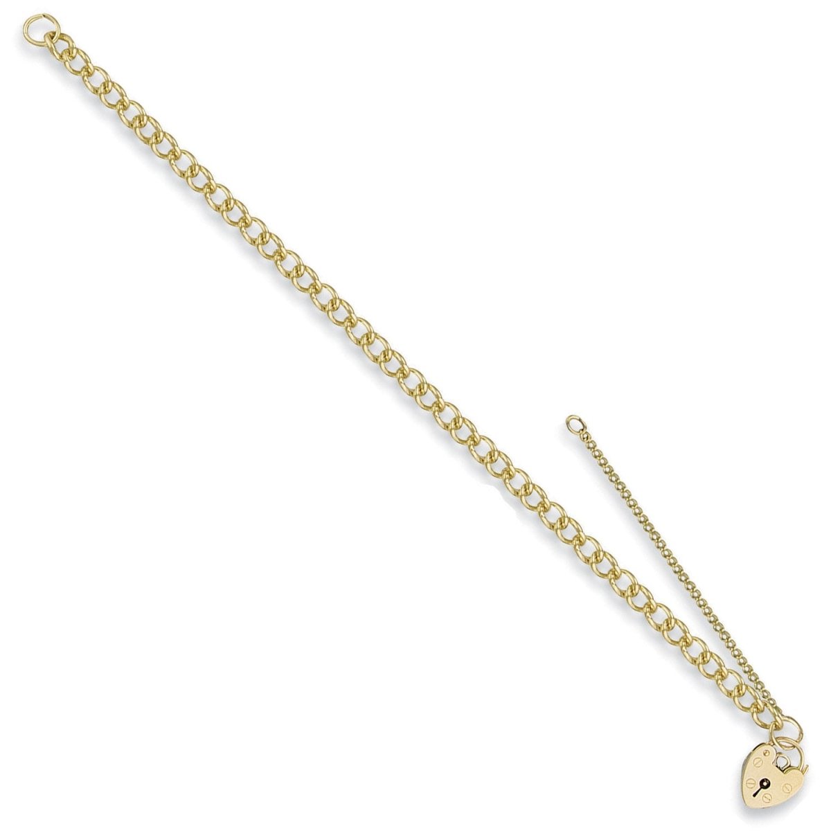 9ct Yellow Gold Open Curb Padlock Charm Bracelet - Samuel Perry