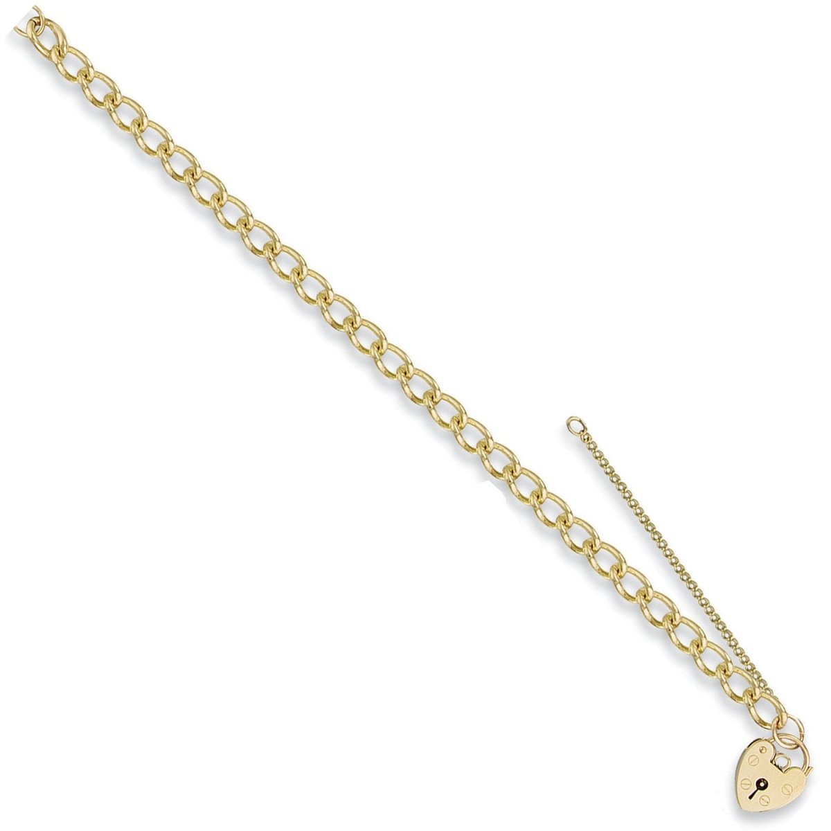 9ct Yellow Gold Open Curb Padlock Charm Bracelet - Samuel Perry