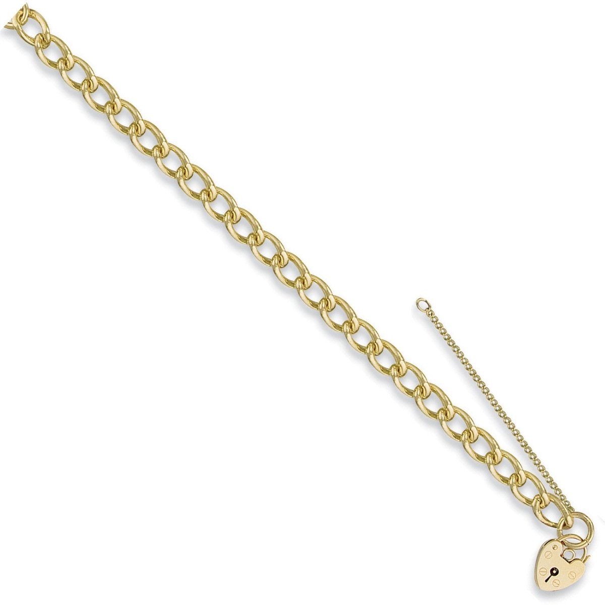 9ct Yellow Gold Open Curb Padlock Charm Bracelet - Samuel Perry