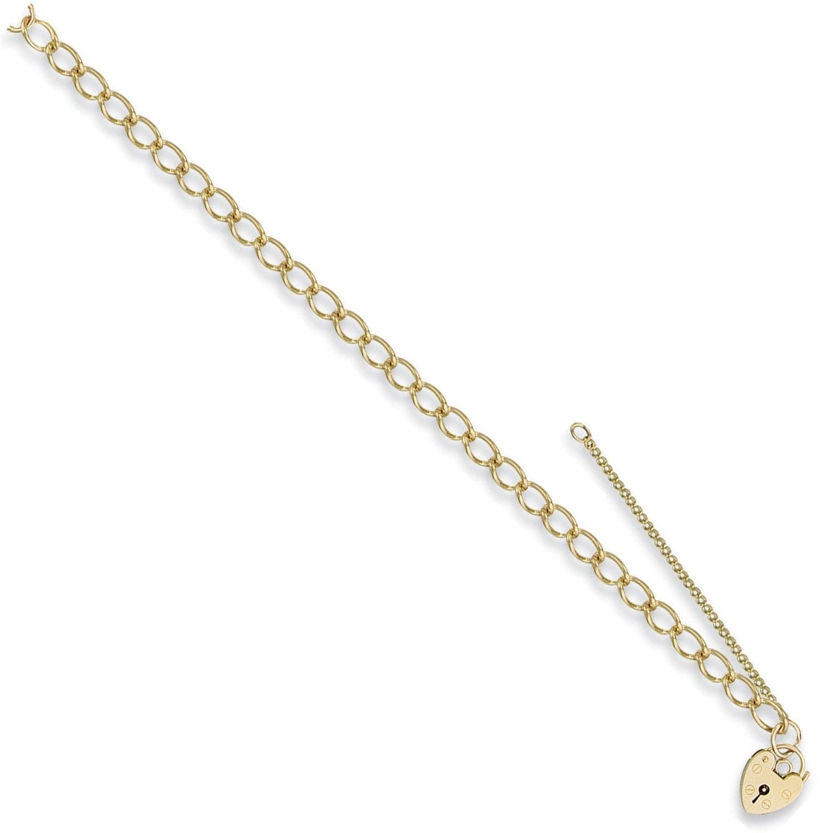 9ct Yellow Gold Open Curb Padlock Charm Bracelet - Samuel Perry