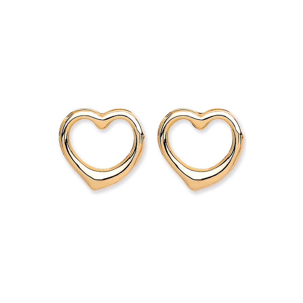 9ct Yellow Gold Open Heart Stud Earrings - Samuel Perry