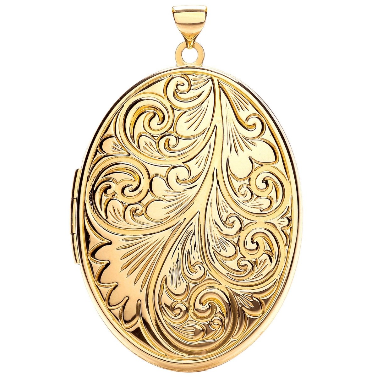 9ct Yellow Gold Oval Locket – Engraved Elegance - Samuel Perry