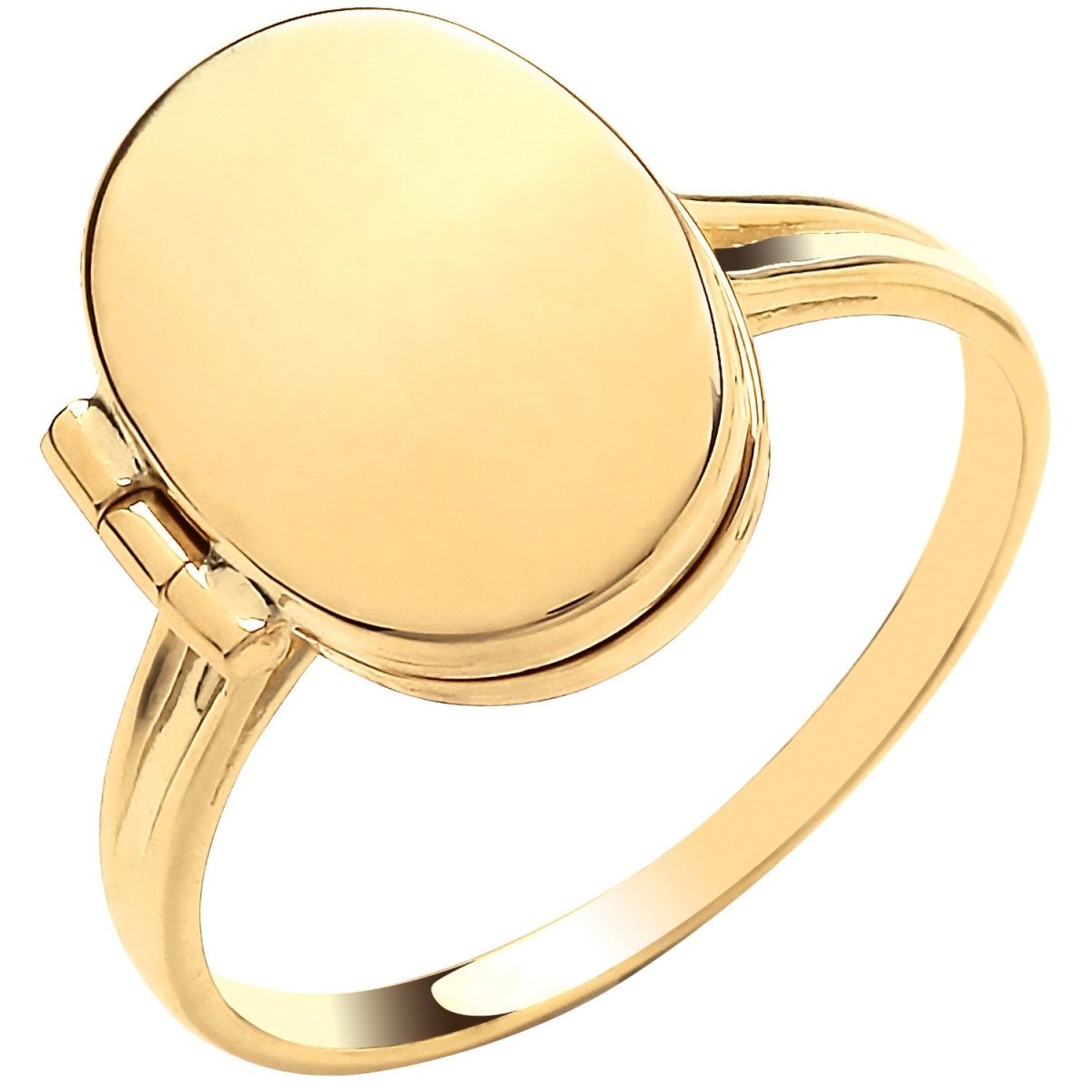 9ct Yellow Gold Oval Plain Locket Ring - Samuel Perry