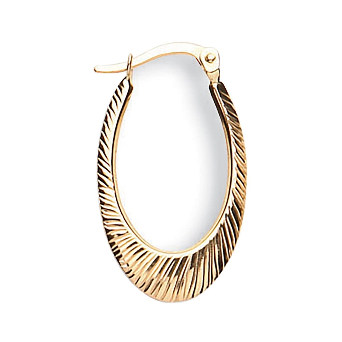 9ct Yellow Gold Oval Ribbed Hoop Earrings - Samuel Perry