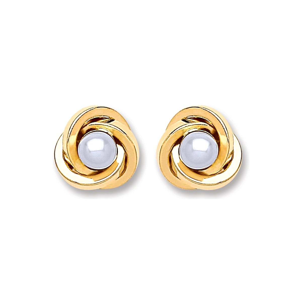 9ct Yellow Gold Pearl Knot Stud Earrings - Samuel Perry