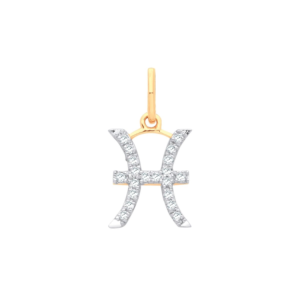 9ct Yellow Gold Pisces Zodiac Pendant – 0.10ct Brilliant Cut - Samuel Perry