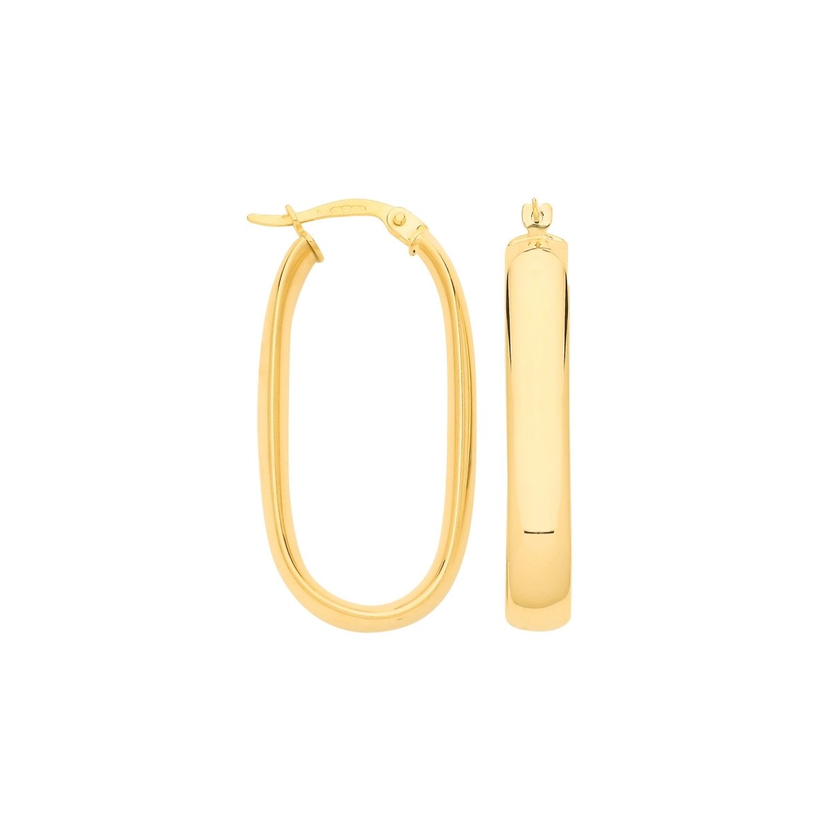 9ct Yellow Gold Plain Rectangle Hoop Earrings – Sophisticated & Stylish - Samuel Perry