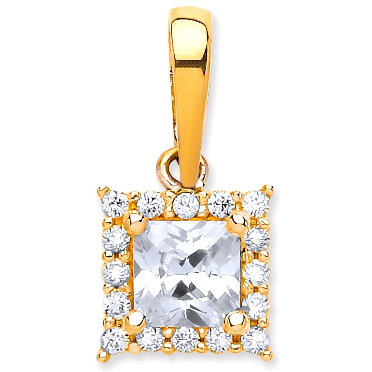 9ct Yellow Gold Princess Cut CZ Pendant – Elegant & Timeless - Samuel Perry
