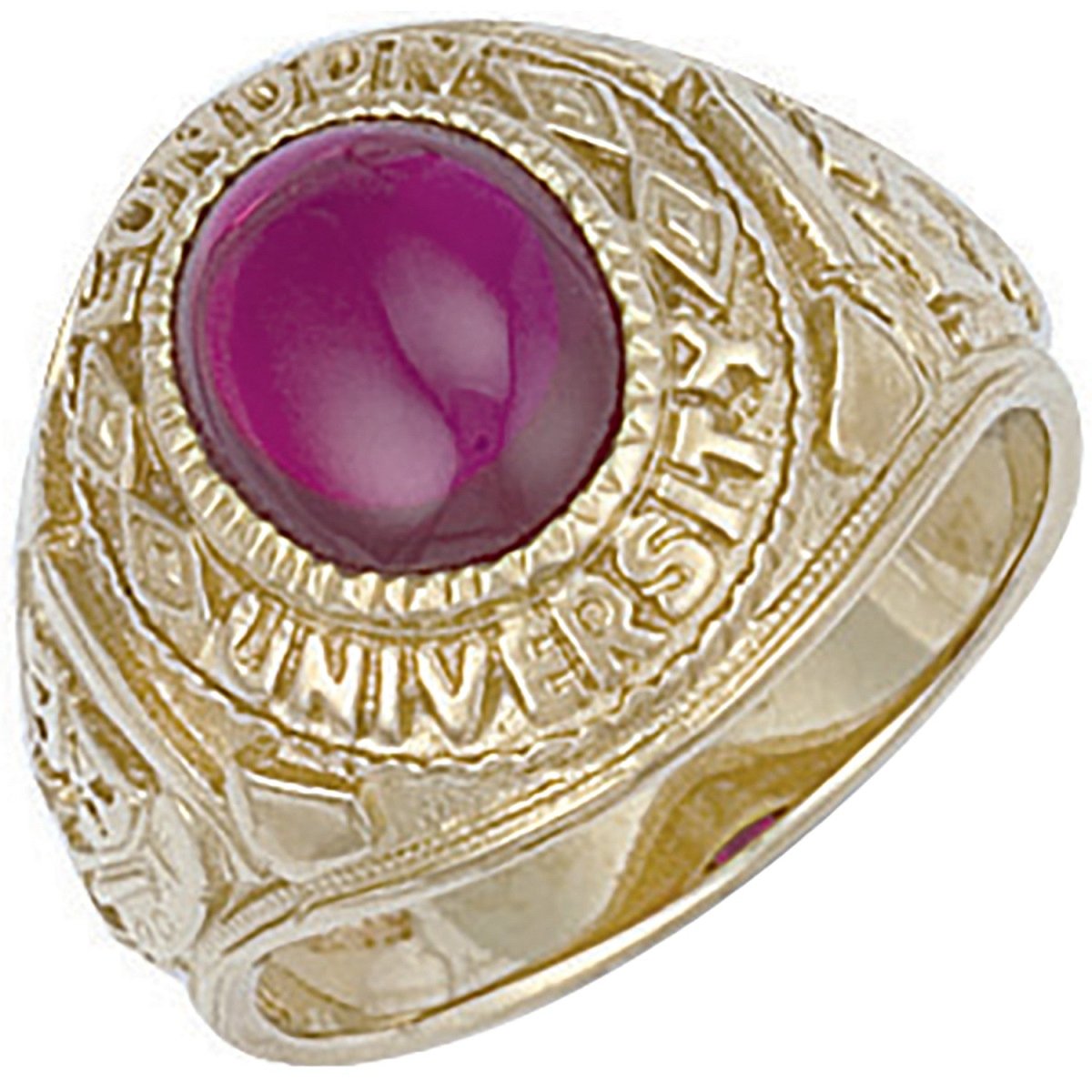 9ct Yellow Gold Red Cabochon London University Ring – Prestigious Design - Samuel Perry